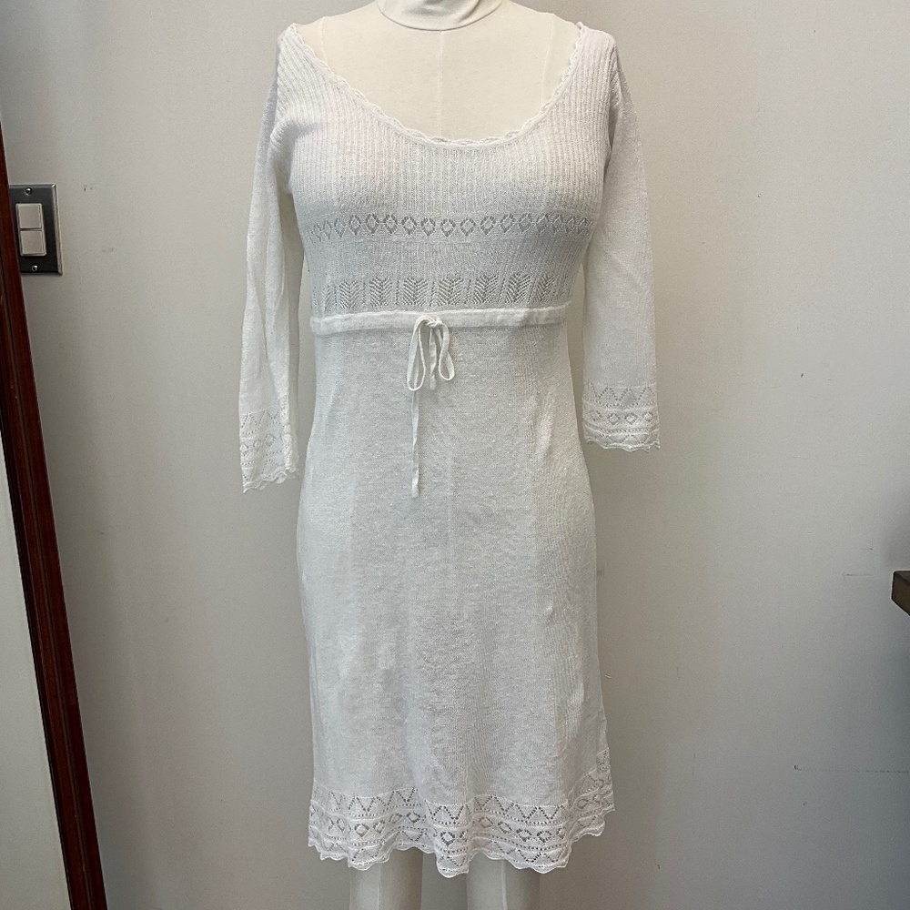 🖤 Stewart+Brown Organic Linen Knit Dress – White, Small 🖤